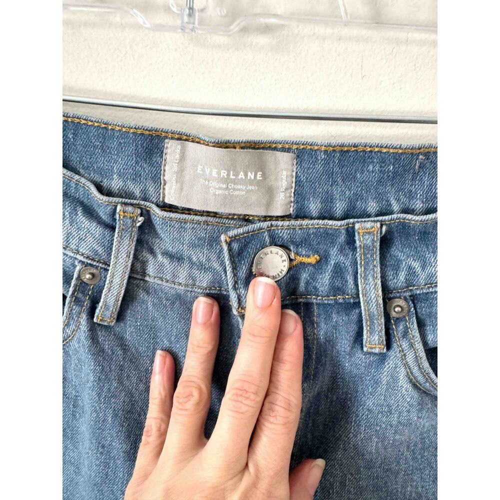 Everlane Original High Rise Cheeky Organic Cotton Denim Jeans Blue Wash Size 26 - Picture 8 of 9